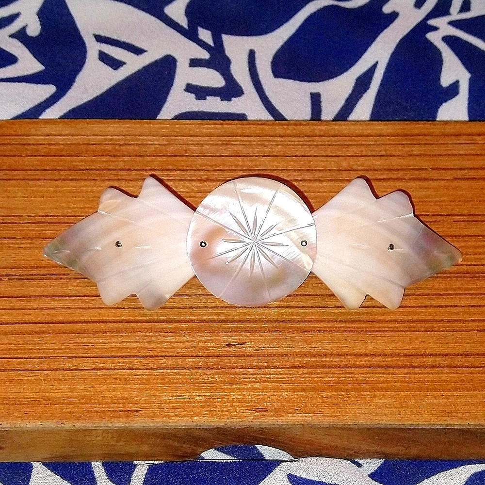 Hand Carved Shell Hair Clip
